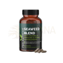 Braune glasflasche unseres organischen feels supreme meeresalgenmischung mit chlorella spirulina und ashwagandha veganer nahrungsergänzungsmittel