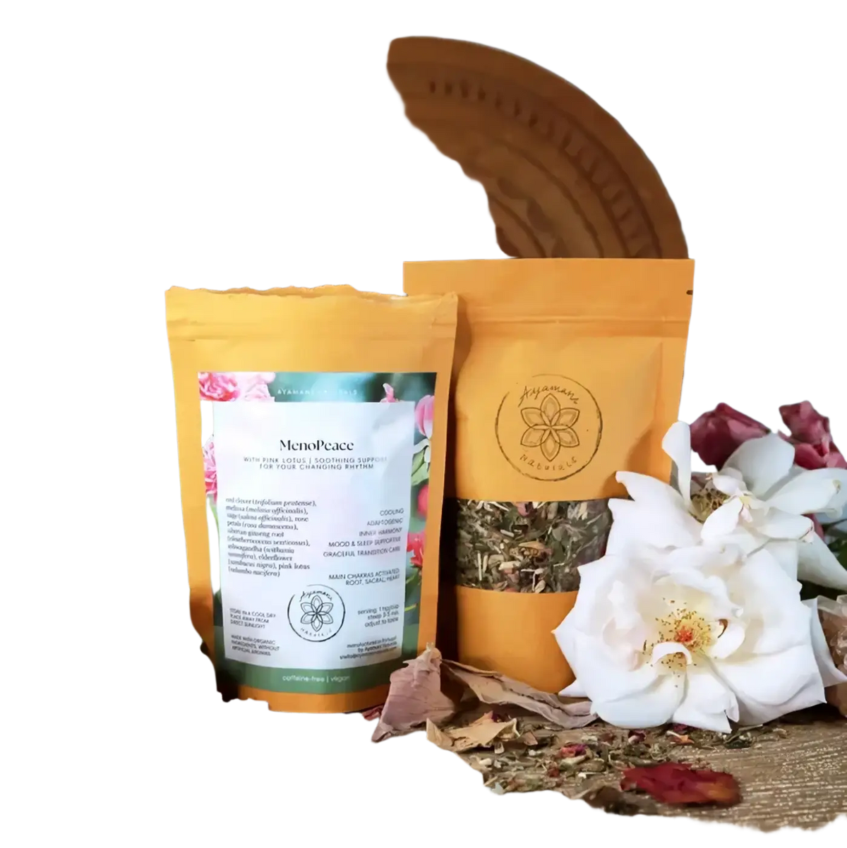 MenoPeace Kräutertee mit Rosa Lotus von Mana Shop, 30 g, frisch und aromatisch, für Wohlbefinden in den Wechseljahren.