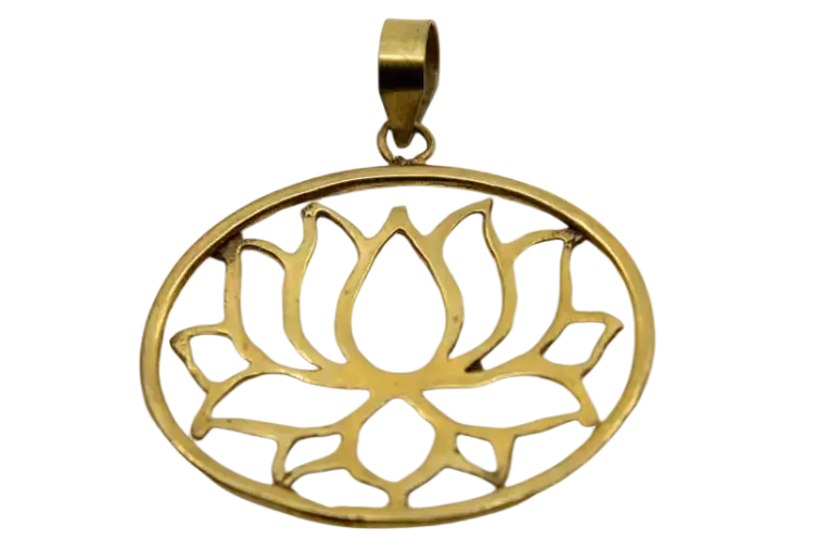Goldfarbener Messinganhänger aus Indien, Modell 9, ca. 4 cm, handgefertigter Schmuck mit detaillierter Gestaltung