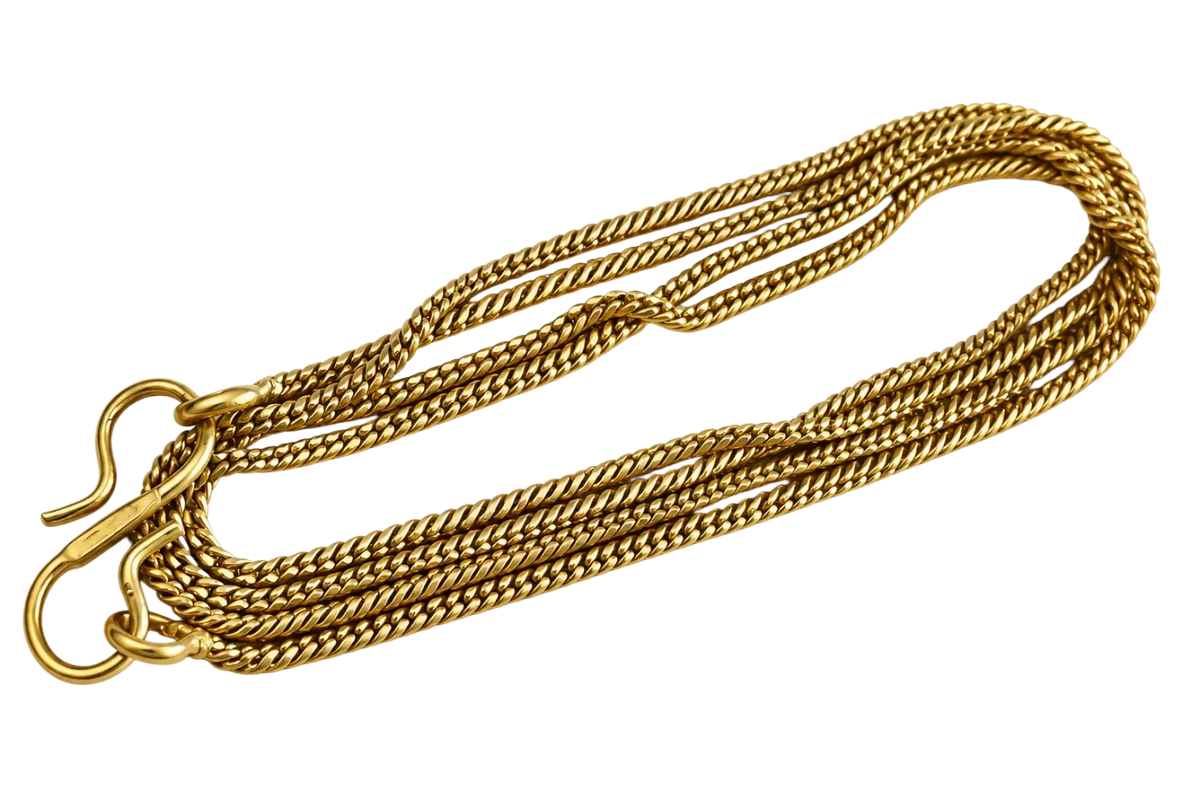 Goldfarbene messingkette 47 cm mit geflochtenem design und hakenverschluss zum bild zum zoomen im mana shop