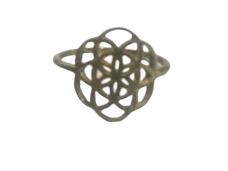 Silver messingring blume des lebens mit filigranem interlocking kreisdesign verbindet filigrane handwerksoptik mana shop