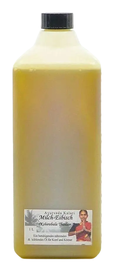 Midgard Kalari Ayurveda Massageöl Kshirabala Thailam mit Milch-Eibisch, 1 Liter, traditionelles Kräuteröl für Massage und Pflege