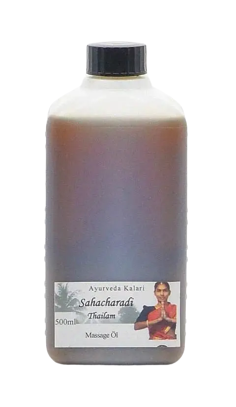 Midgard Kalari Ayurveda Massageöl Sahacharadi Thailam in 500ml Flasche, traditionelles ayurvedisches Öl für Massage und Wohlbefinden