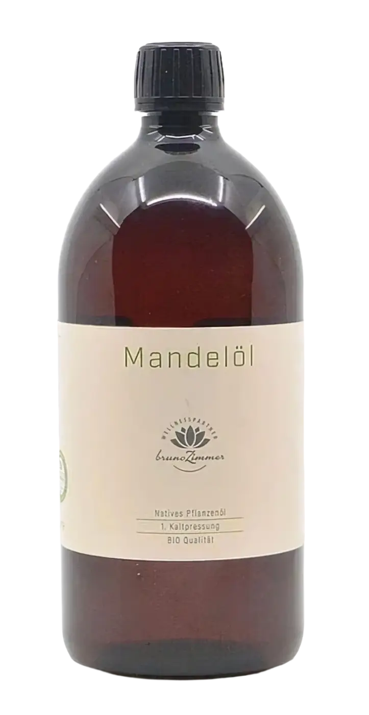 Dunkles Ayurverdisches Mandelöl von Midgard Kalari, 1 Liter, Massageöl für die Haut, natürliches Pflegeprodukt
