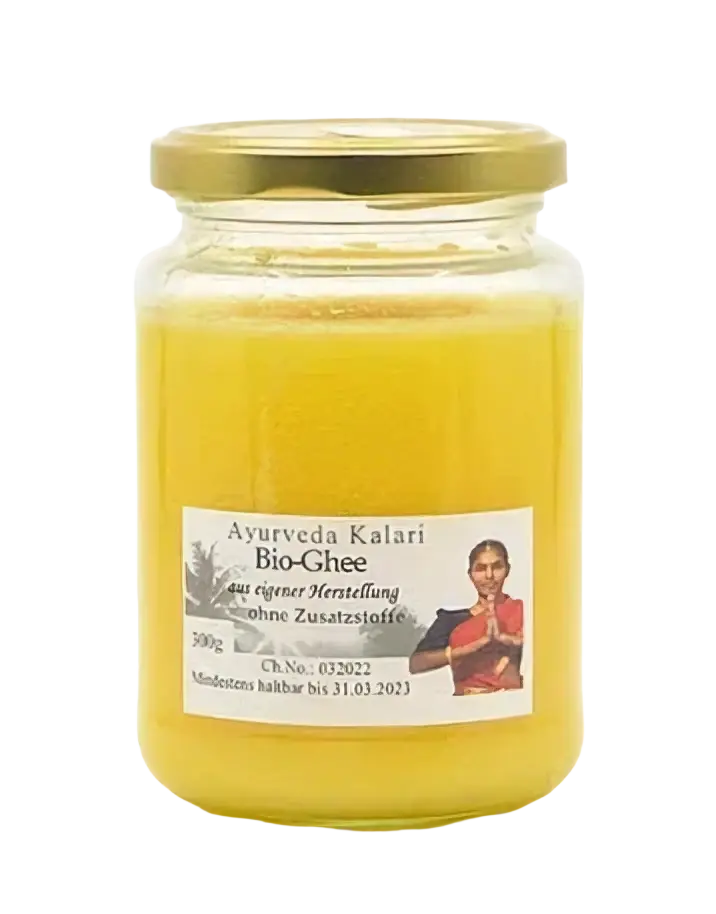 Goldgelbes Bio Ghee von Midgard Kalari in 300g Glas, natürliche Öle & Fette, hochwertige pflanzliche Fettquelle