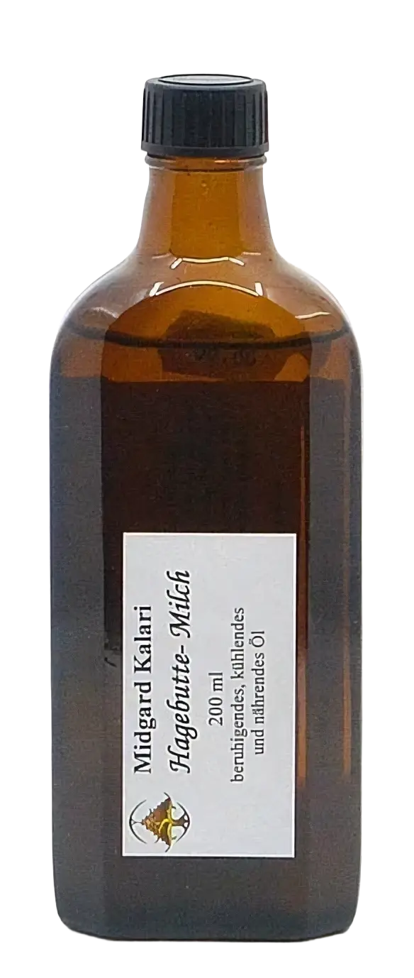 Midgard Kalari Hagebutte-Milch Thailam, 200ml Massageöl mit Hagebutte, pflegendes Naturprodukt für Massage und Hautpflege