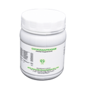 Weiße Plastikdose mit der Aufschrift 'Chyavanaprasam Herbal Supplement' von AVN Ayurveda Formulations, mit Produktdetails und Herstellerinformationen, auf weißem Hintergrund.