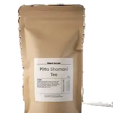 Midgard Kalari Pitta Tee in brauner Papiertüte, 150g, Shamani, biologischer Kräutertee in weißer Verpackung