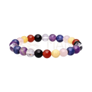 Buntes mix chakras armband mit glatten 8 mm kugeln aus polierten steinen in violett blau rot gelb schwarz und klarquarz