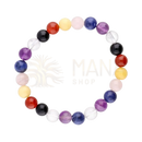 Buntes mix chakras armband mit glatten kugeln aus polierten 8 mm edelsteinperlen in verschiedenen farben