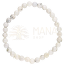 Mondsteinarmband 5mm aus weißen runden mondsteinperlen mit grauer marmorierung und elastischem gummizug