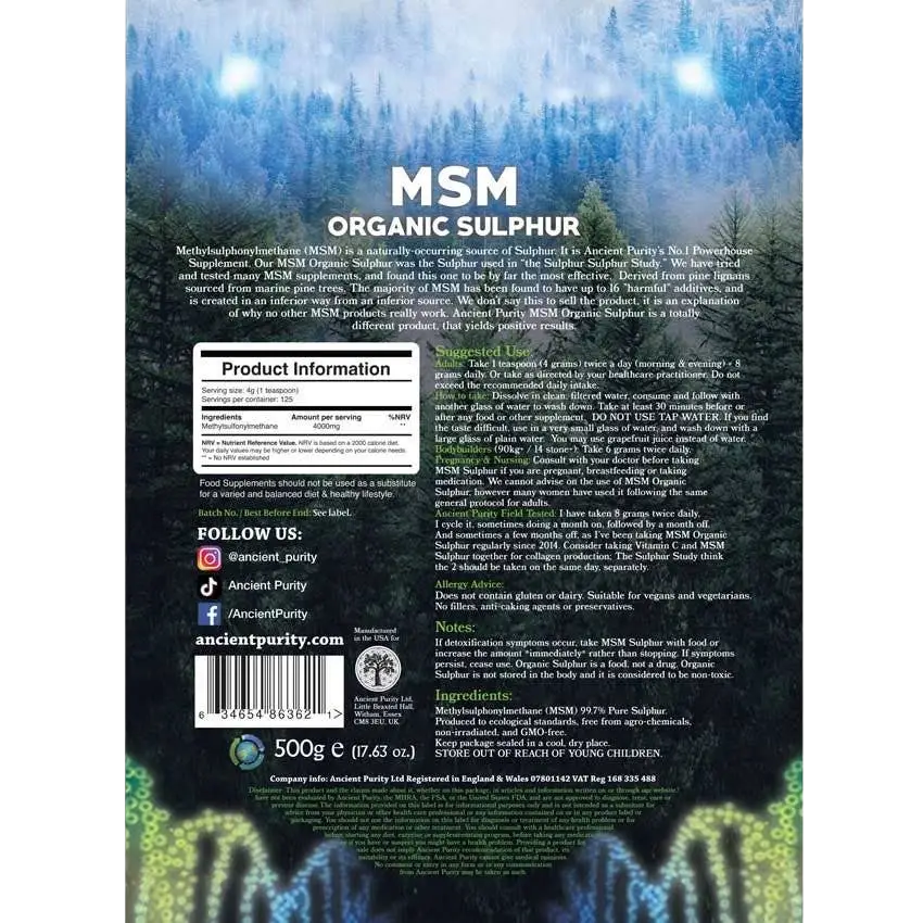 MSM Organischer Schwefel, Pulver