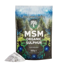 Ancient purity msm organischer schwefel 99% reinheit in 500g wiederverschließbarem beutel mit wald und leuchtender menschlicher silhouette