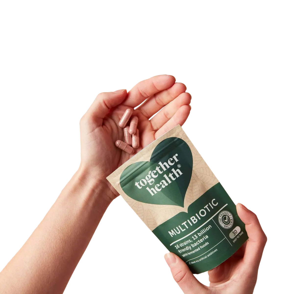 Veganes Multibiotikum von Together Health, probiotisches Nahrungsergänzungsmittel mit verschiedenen guten Bakterien.
