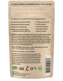 Die rückseite einer braunen, texturierten verpackung für zusammen healths multibiotikum vegan mit multibiotischer formel für das gesamte verdauungssystem