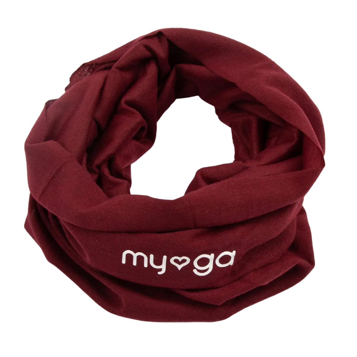 Multifunktionales Yogastirnband von Myga Eco als Bandana, Sturmhaube, Halstuch, Haargummi oder Armband, aus atmungsaktivem Material.
