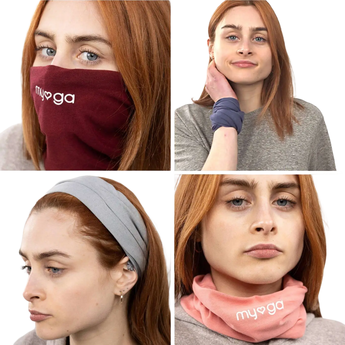 Myga Eco multifunktionales Stirnband, Bandana, Sturmhaube, Halstuch, Haargummi und Armband für Yogakleidung, vielseitig nutzbar.