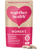 Pink-beige pouch of together health frauenspezifisches multivitamin vegan mit 30 kapseln für bedürfnisse von frauen