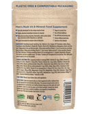 Rückseite einer beige kompostierbaren plastikfreien verpackung für multivitamin und mineralformel für männer von mana shop