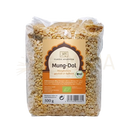 Ein klarer plastikbeutel mit hellbeigen mung dal mungbohnen classic ayurveda bio 500g zum zoomen