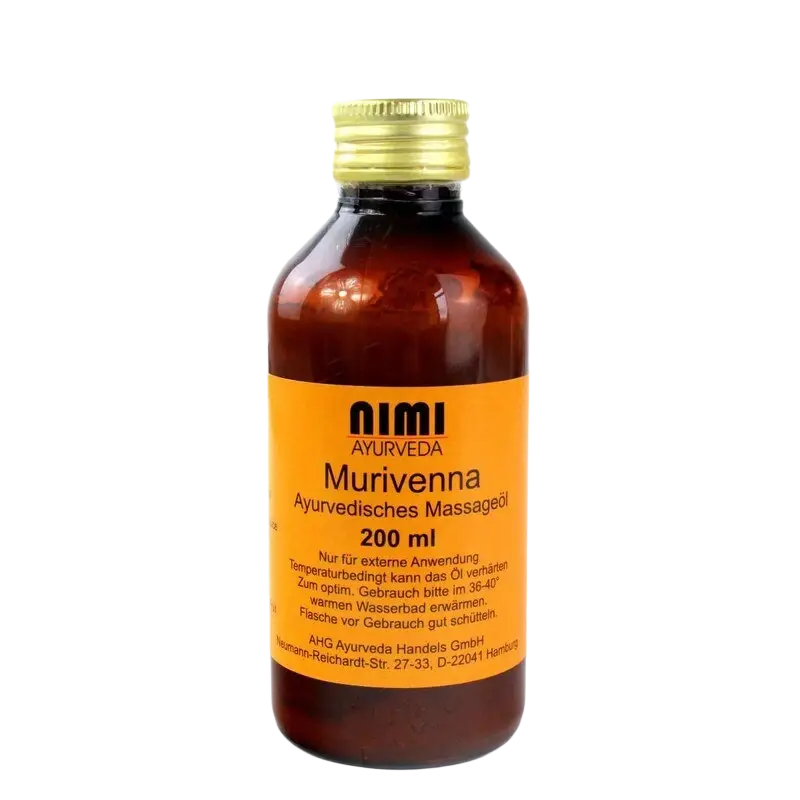 Murivenna Nimi Ayurvedisches Massageöl für Muskeln und Heilung, flüssiges Öl in dunkler Flasche, von AHG