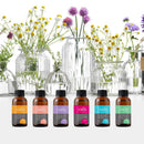 Glamza Premium ätherische Öle von My Wholesale Warehouse, 100% rein und natürlich, Flasche mit ätherischen Ölen auf weißem Hintergrund