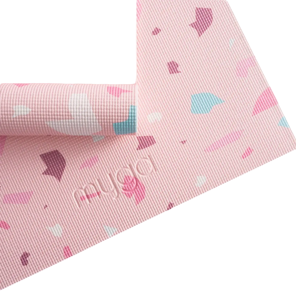 Bunte Myga Yogamatte mit auffälligem Druck, erhältlich in 8 attraktiven Designs, ideal für Yoga und Fitness.