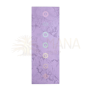 Lila marmorierte bedruckte yogamatte von myga mit sieben farbigen chakra-symbolen und attraktiven designs