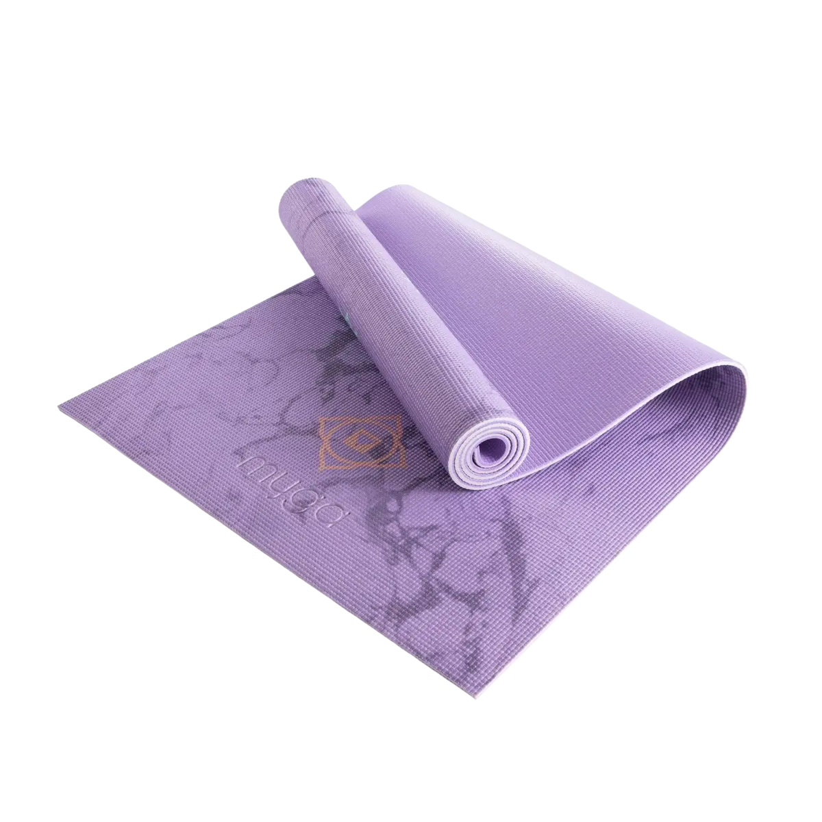 Bunte Myga Yogamatte mit farbenfrohem Druck, erhältlich in 8 attraktiven Designs für Yoga und Fitness.
