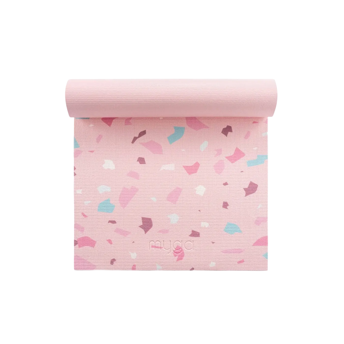 Bunte Myga Yogamatte mit auffälligem Druck in einem attraktiven Design, ideal für Yoga und Fitnessübungen.