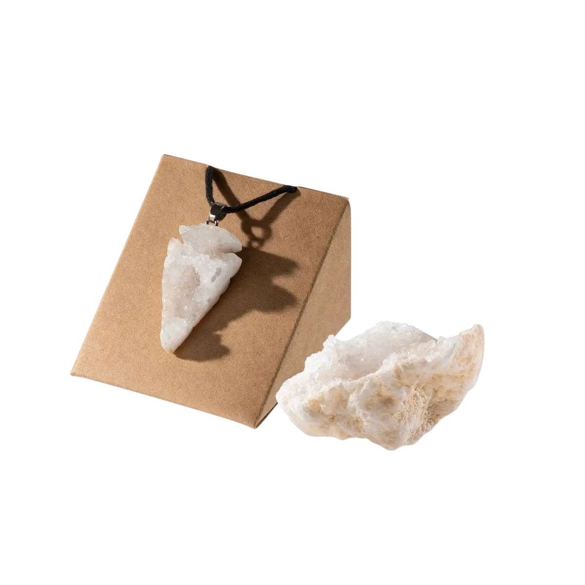 Myga Eco Geode-Geschenkset mit Rohstein und Anhänger, Auswahl aus 2 Kristallen, handgefertigter Schmuck in natürlichem Design