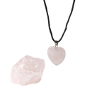 Myga eco geode-geschenkset mit rohsstein und schwarzer obsidian kette und zartem rosa rosenquarz herzanhänger