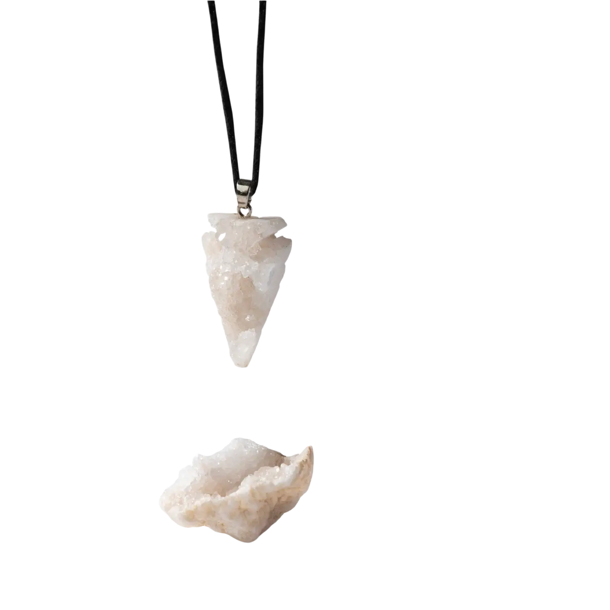 Myga Eco Geode-Geschenkset mit Rohstein und Anhänger aus zwei Kristallen, elegantes Schmuckset in natürlichem Design