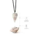 Myga eco geode-geschenkset mit zartem weißem quarz-halsanhänger und rohem stein aus schwarzem obsidian
