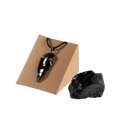 Myga eco schwarzer obsidian anhänger mit polierter spitze im geode-geschenkset aus rohstein und kristall