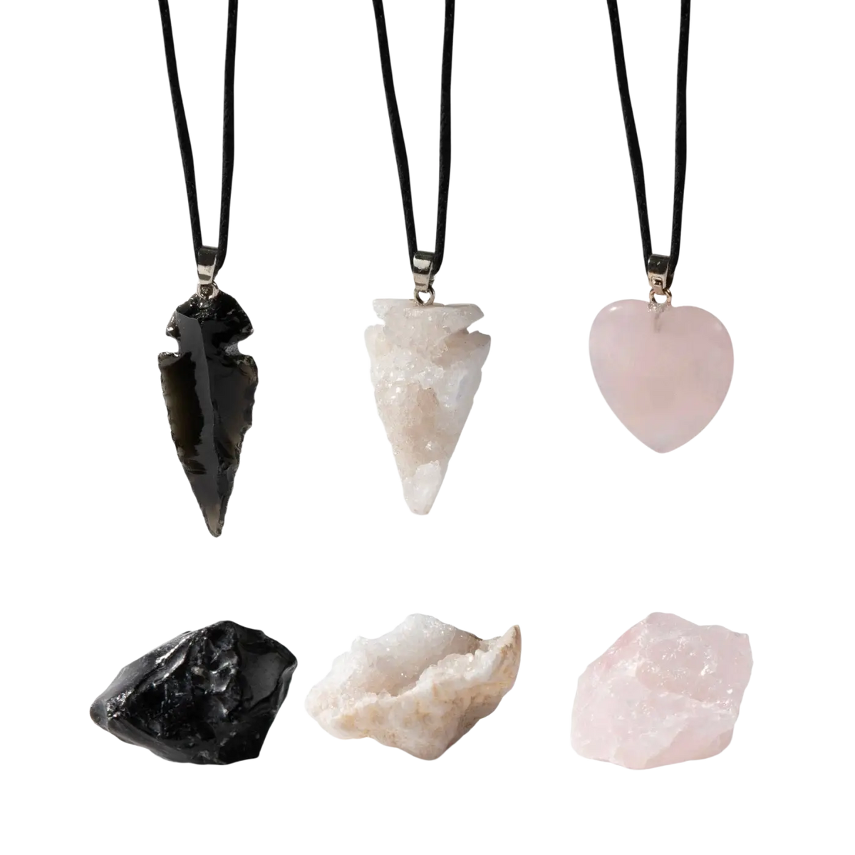Myga Eco Geode-Geschenkset mit Rohstein und Anhänger aus zwei Kristallen, handgefertigter Schmuck aus natürlichem Kristall.