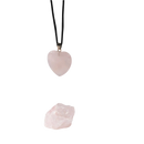 Myga eco geode-geschenkset mit zartem rosa rosenquarz herzanhänger an schwarzem band und schwarzem obsidianstein