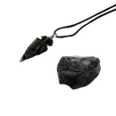 Myga eco schwarzer obsidian anhänger mit spitzem design und natürlicher steinstruktur im geode-geschenkset