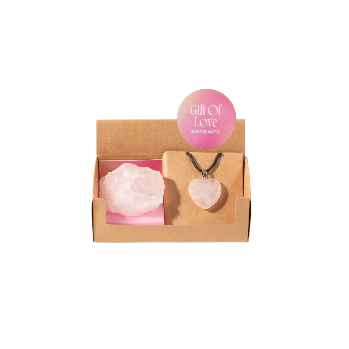 Myga Eco Geode-Geschenkset mit Rohstein und Anhänger, Auswahl aus zwei Kristallen, handgefertigter Schmuck aus Naturstein.