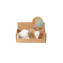 Myga eco geode-geschenkset mit weißem rohdor quartz anhänger an schwarzer kordel im minimalistischen geschenkbox