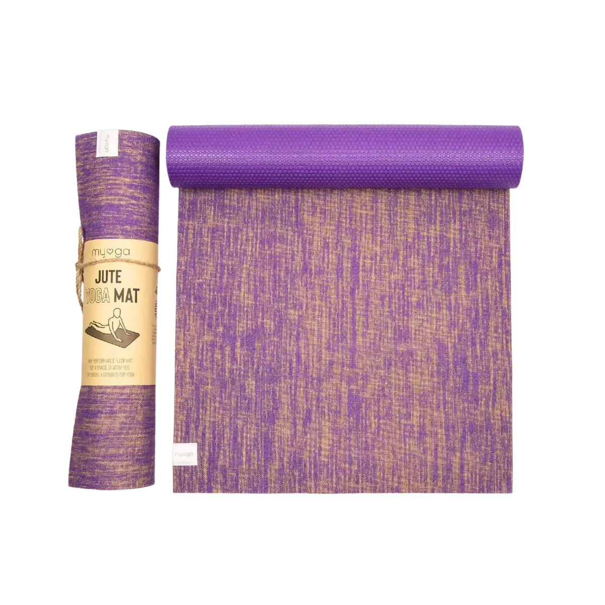 Myga eco jute-yogamatte ultra-grip violett mit texturierter gewebter oberfläche aus natürlichen fasern im mana shop kaufen