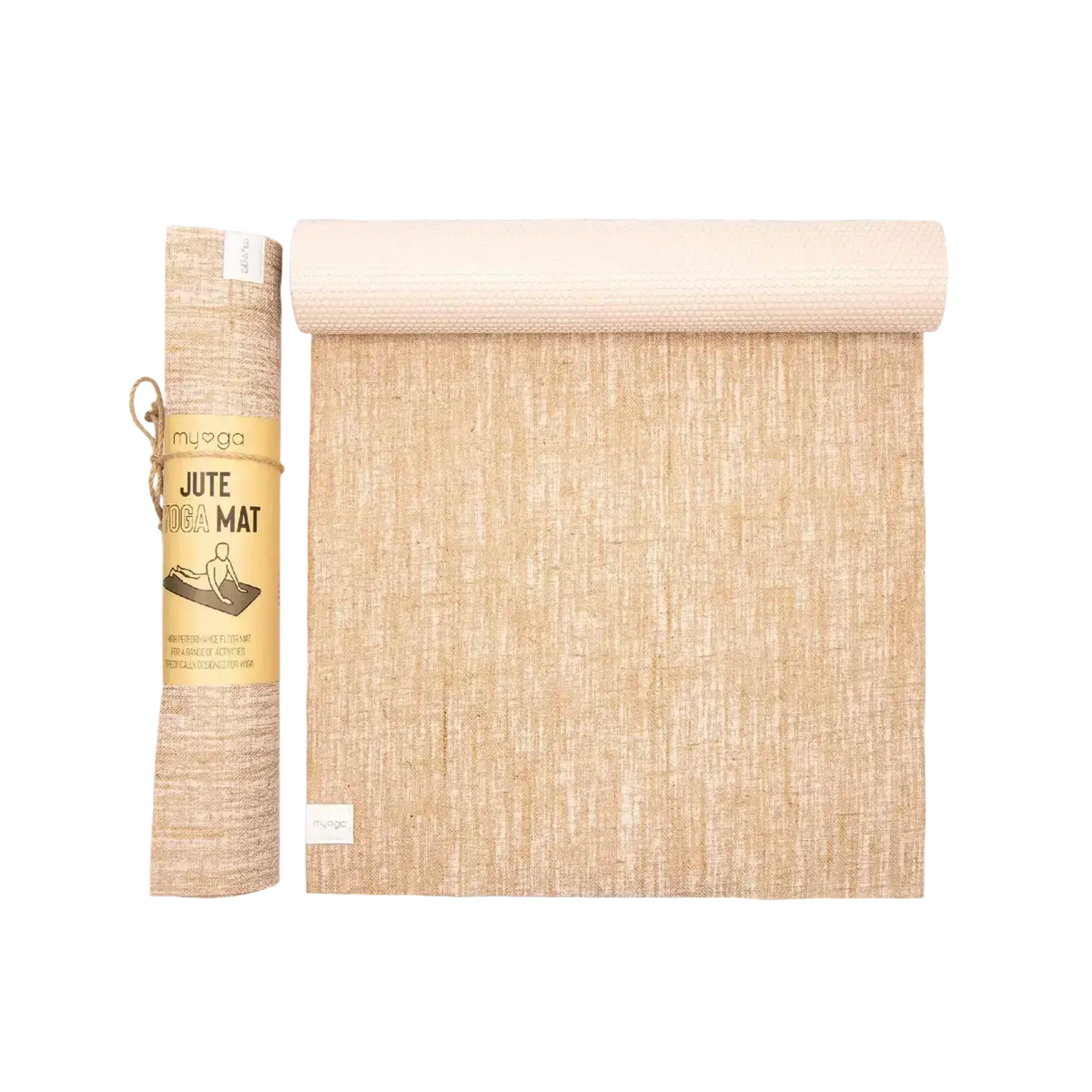 Myga eco jute yogamatte naturbeige mit strukturierter oberfläche und ultra-grip, 183 × 61 cm, mana shop image to zoom