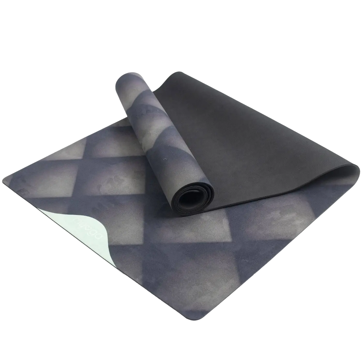 Vegane Yogamatte von Myga Eco mit Wildleder-Oberfläche und Gummibaum-Unterseite, ideal für Yoga und Fitnessübungen.