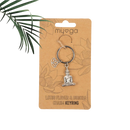 Myga eco silberner buddha und lotusblume schlüsselanhänger mit clear quartz bei mana shop auf kartonhalterung