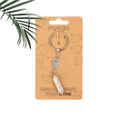 Silberner myga eco schlüsselanhänger mit hamsa hand charm und klarer quarz perle im mana shop design