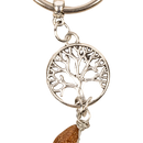 Myga eco silberner tree of life schlüsselanhänger mit filigranem rundem design und bernsteinfarbener steinanhänger von mana shop