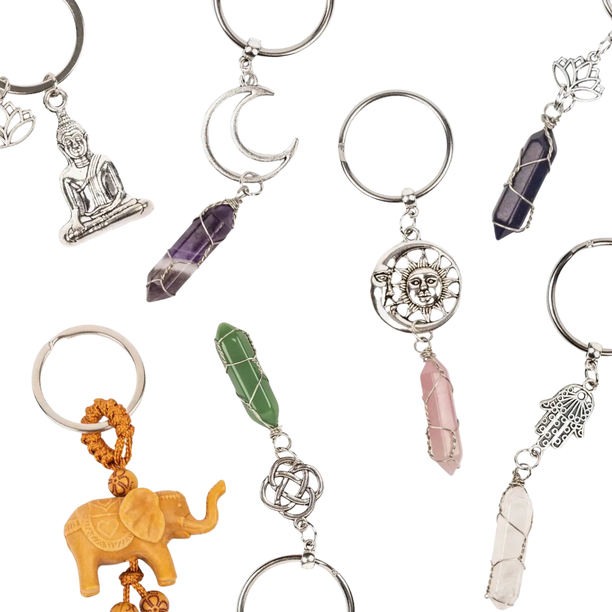 Myga Eco Schlüsselanhänger als silberner Buddha-Schmuck mit detailliertem Design, handgefertigt und langlebig.