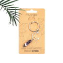 Myga eco schlüsselanhänger mit silbernem mond und dunklem amethyst anhänger im mana shop statt clear quartz