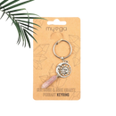 Silberner myga eco schlüsselanhänger mit sonne und mond anhänger und rosa rosaquarz kristall von mana shop