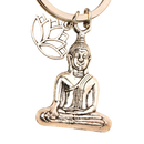 Silberner myga eco schlüsselanhänger mit buddha und lotusanhänger aus klarquarz bei mana shop
